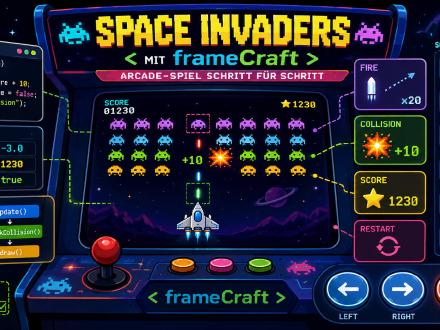 Invasores Espaciales con frameCraft – Juego de Arcade Paso a Paso [Plantilla]
