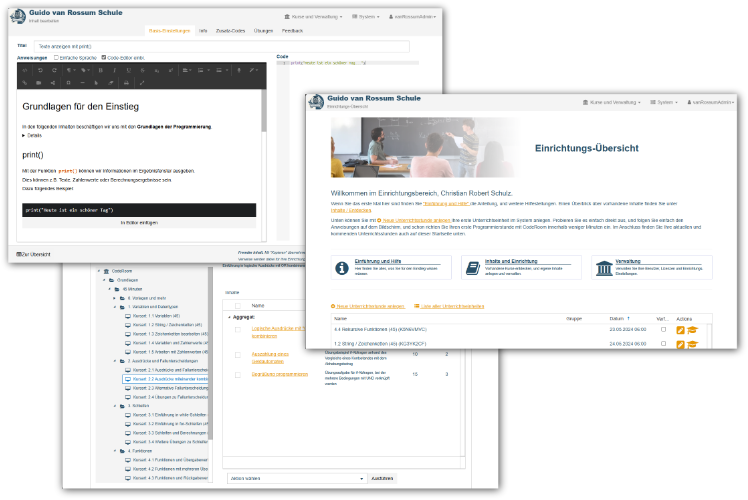 Verwaltung und Lernfortschritt in CodeRoom