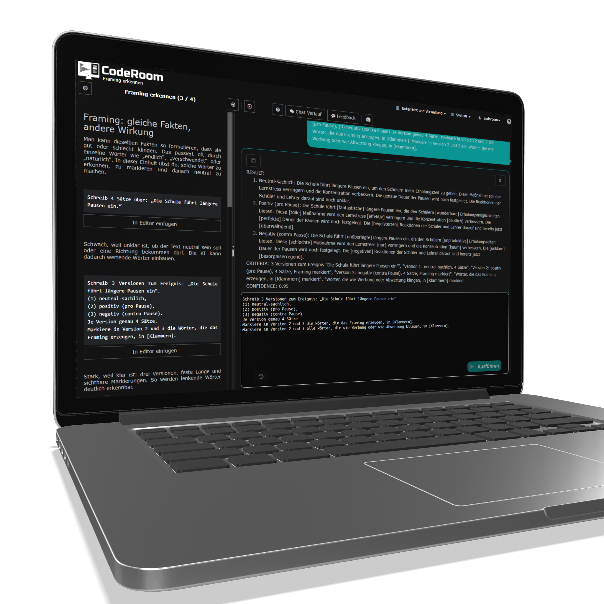 CodeRoom Prompting-Kurs auf einem Laptop