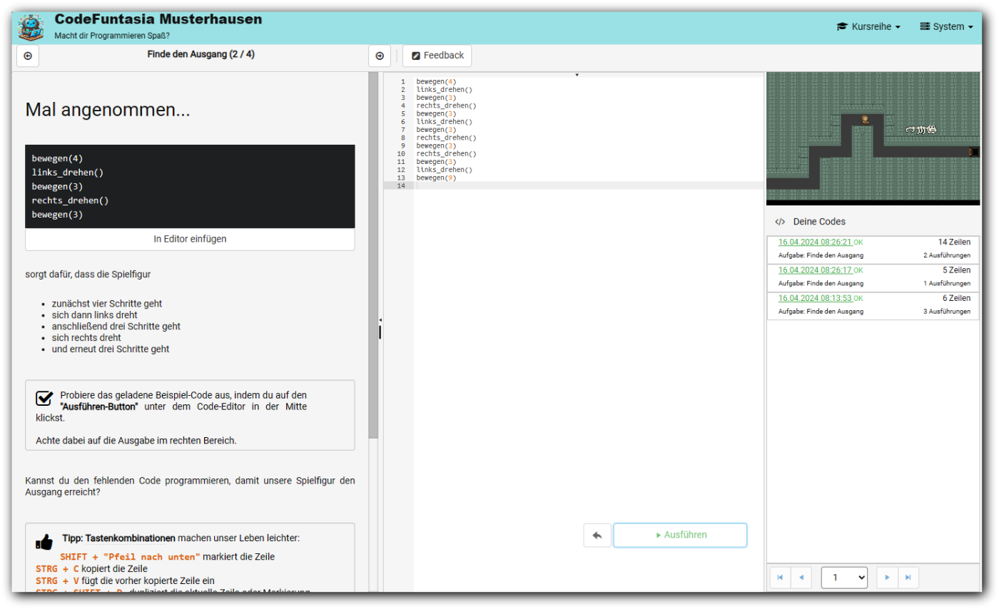 CodeRoom Playground Programmierumgebung