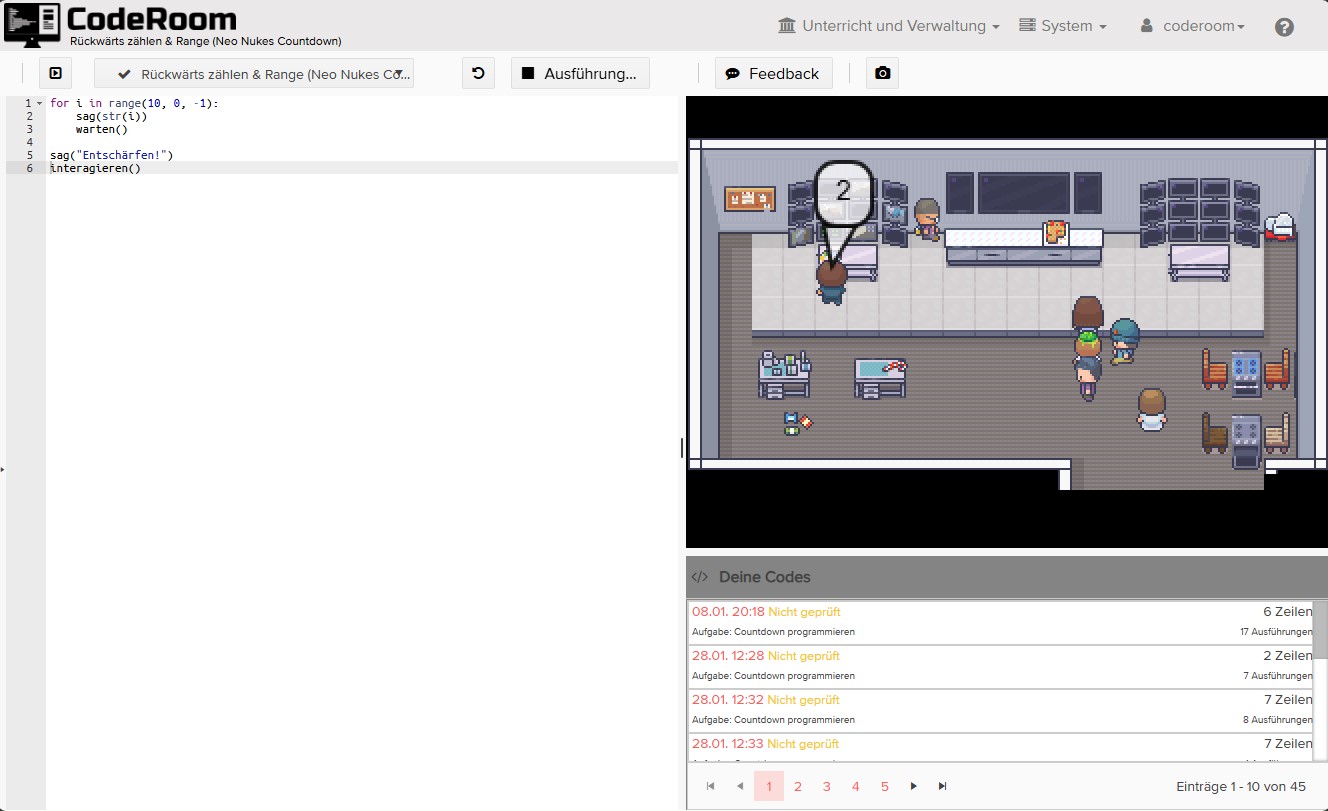 CodeRoom Layout zum Erklären